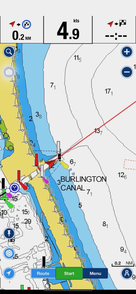 ep14 chart motoring through the Burlington canal