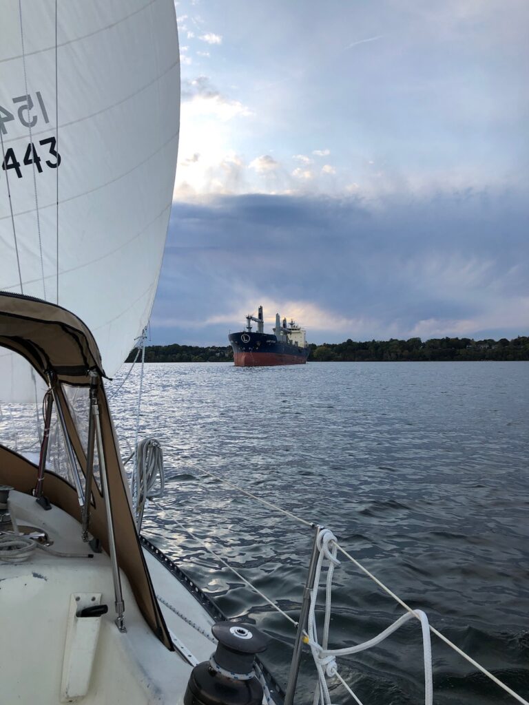 ep17 sailing around very large vessels is common in the harbour